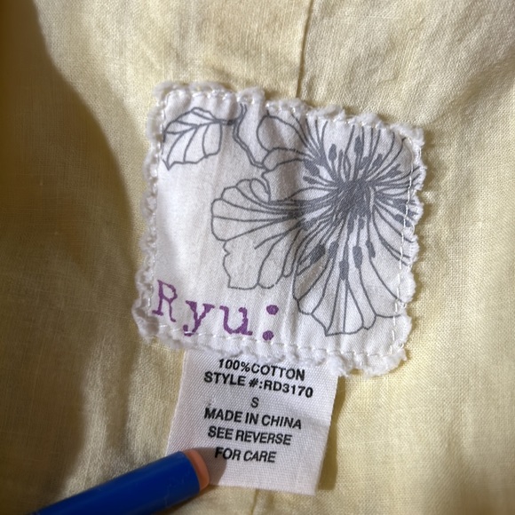 Ryu Boho Yellow Shift Above Knee Sleeveless Cotton Mini Dress hand-Embroidered - Picture 10 of 15